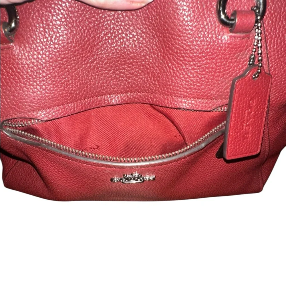 Coach Prairie Satchel Pebbled Leather Tote with Gun Metal Chain Handles